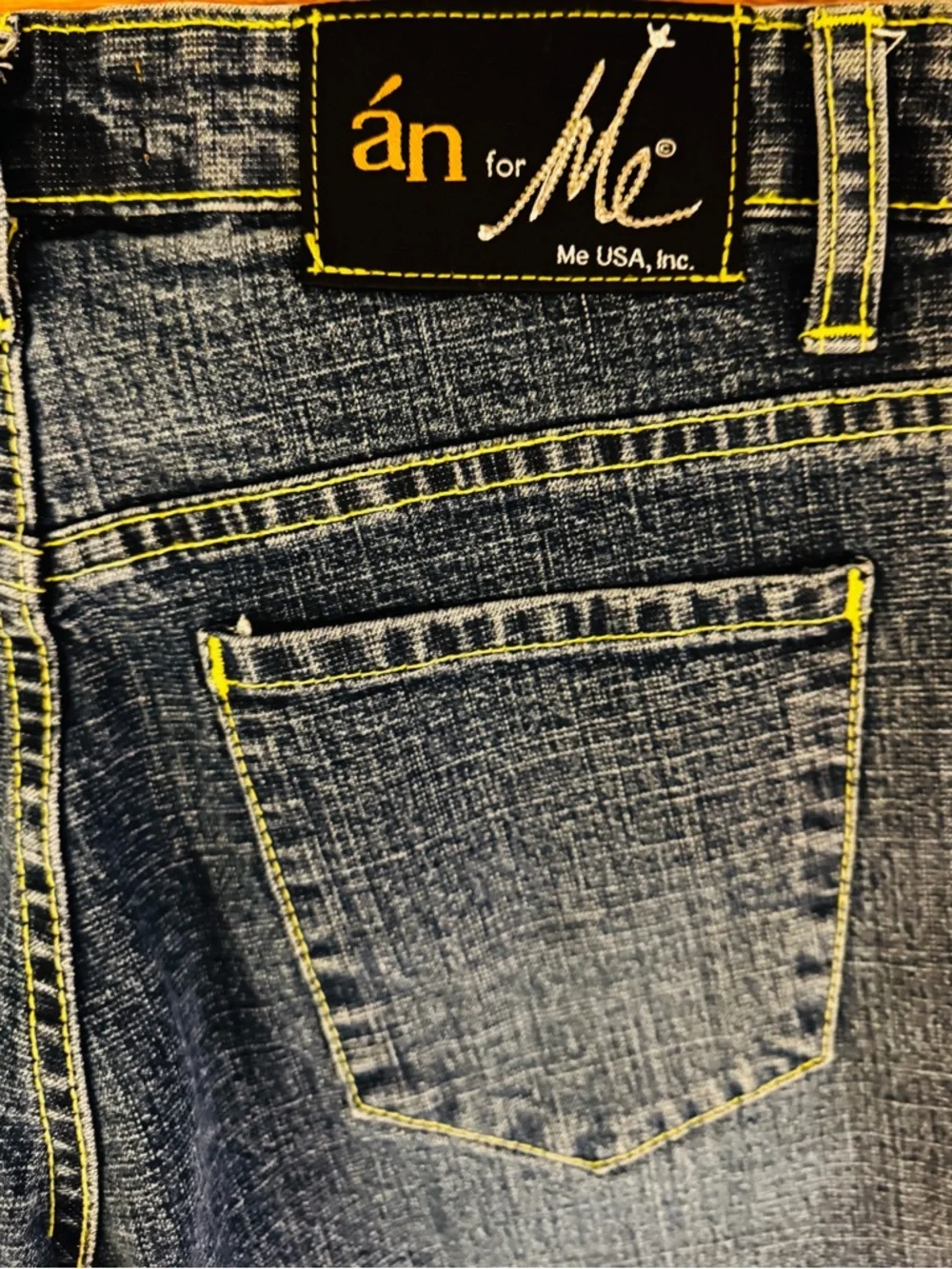 Embellished-Chic-One of a Kind Dark Blue Wide Leg Jeans with Artistic 3D Detail - Picture 9 of 10